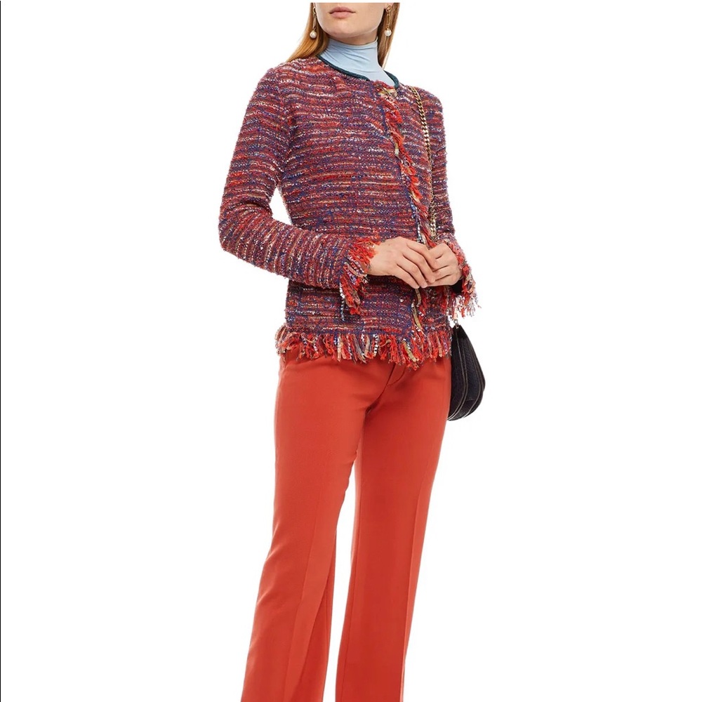 Etro Fringed cotton-blend tweed jacket